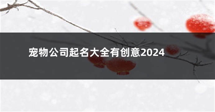 宠物公司起名大全有创意2024