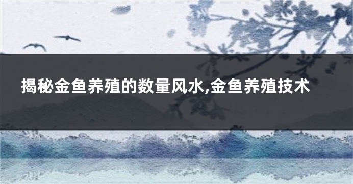 揭秘金鱼养殖的数量风水,金鱼养殖技术