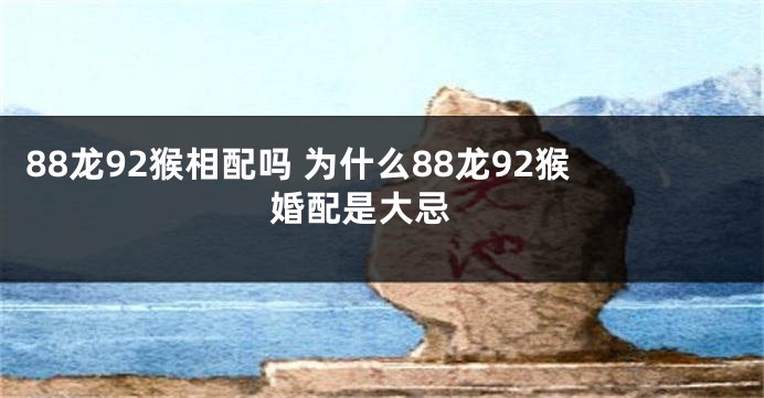 88龙92猴相配吗 为什么88龙92猴婚配是大忌 