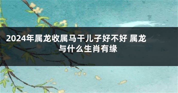 2024年属龙收属马干儿子好不好 属龙与什么生肖有缘