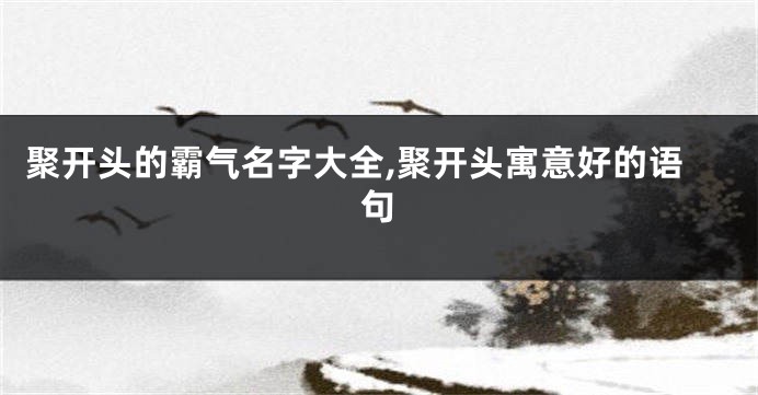 聚开头的霸气名字大全,聚开头寓意好的语句