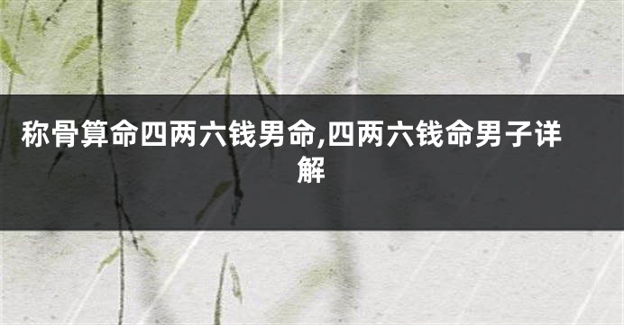 称骨算命四两六钱男命,四两六钱命男子详解