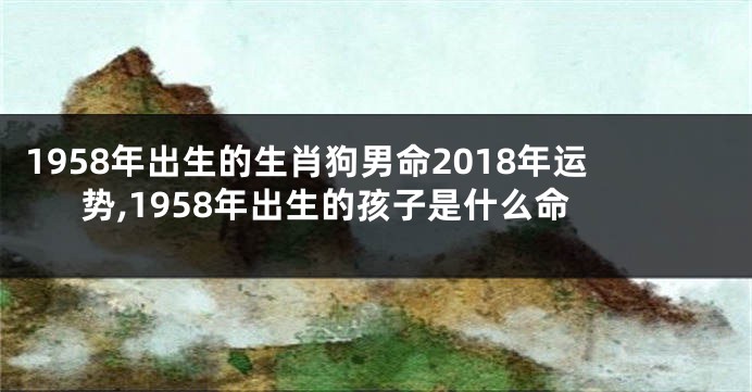 1958年出生的生肖狗男命2018年运势,1958年出生的孩子是什么命
