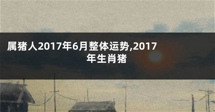 属猪人2017年6月整体运势,2017年生肖猪