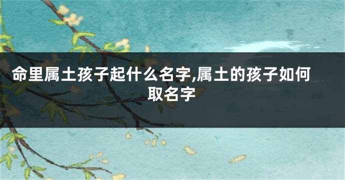 命里属土孩子起什么名字,属土的孩子如何取名字