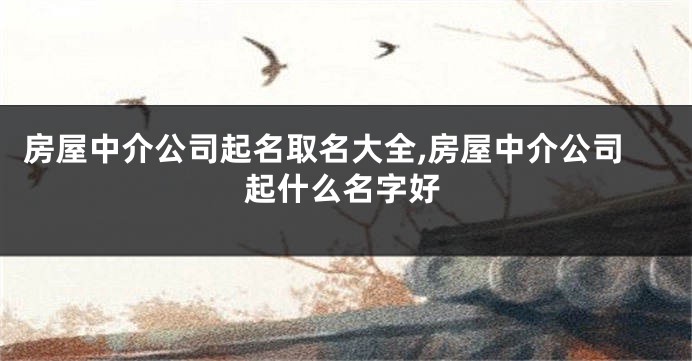 房屋中介公司起名取名大全,房屋中介公司起什么名字好