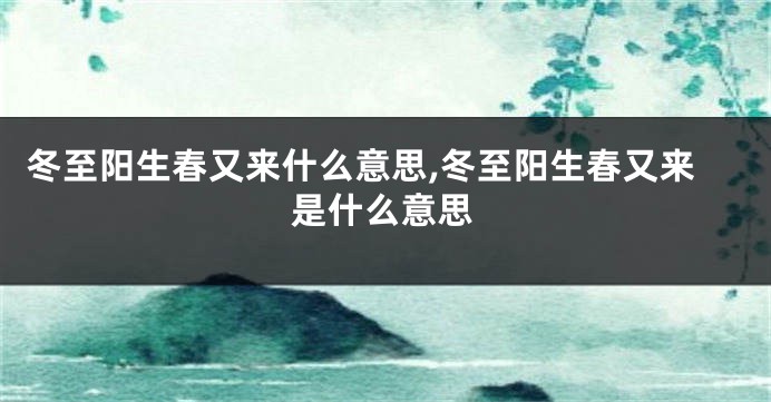 冬至阳生春又来什么意思,冬至阳生春又来是什么意思