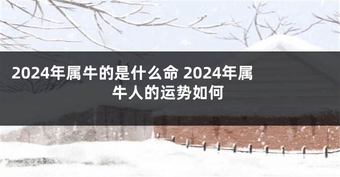 2024年属牛的是什么命 2024年属牛人的运势如何