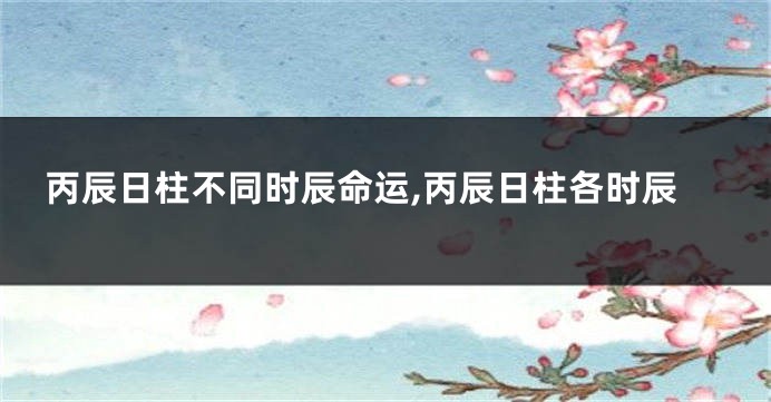 丙辰日柱不同时辰命运,丙辰日柱各时辰