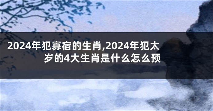 2024年犯寡宿的生肖,2024年犯太岁的4大生肖是什么怎么预