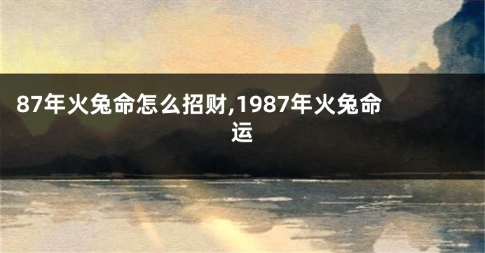 87年火兔命怎么招财,1987年火兔命运
