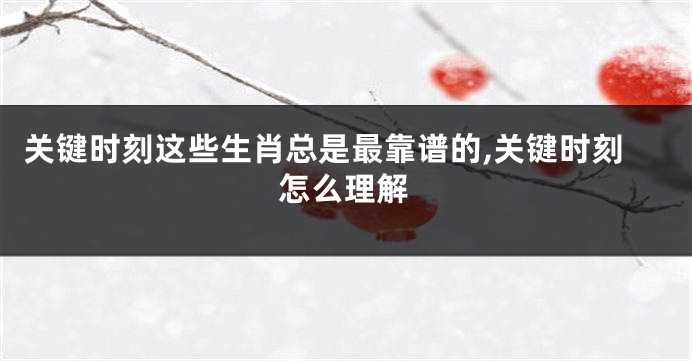 关键时刻这些生肖总是最靠谱的,关键时刻怎么理解