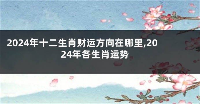 2024年十二生肖财运方向在哪里,2024年各生肖运势