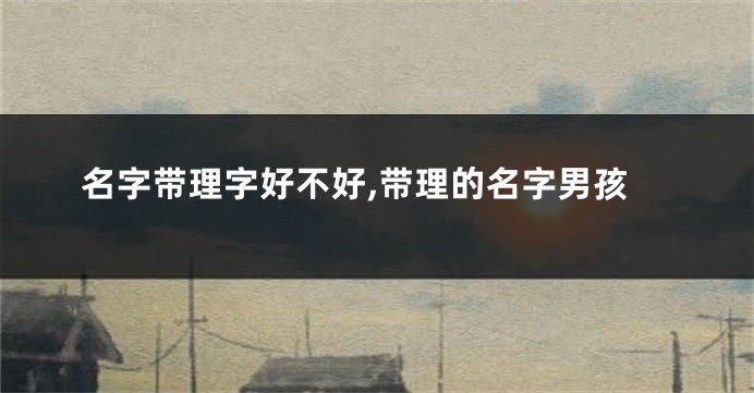 名字带理字好不好,带理的名字男孩