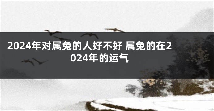 2024年对属兔的人好不好 属兔的在2024年的运气