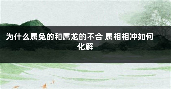 为什么属兔的和属龙的不合 属相相冲如何化解