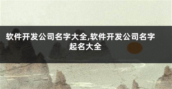 软件开发公司名字大全,软件开发公司名字起名大全