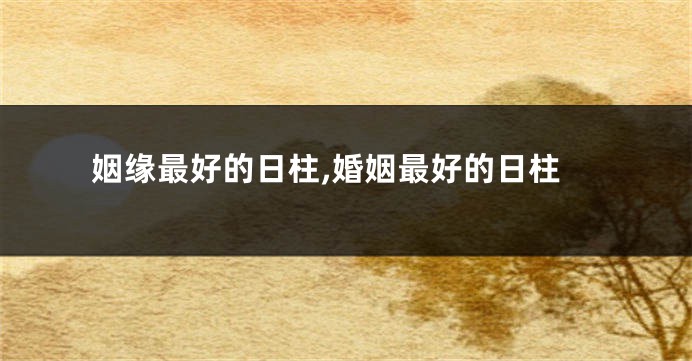 姻缘最好的日柱,婚姻最好的日柱