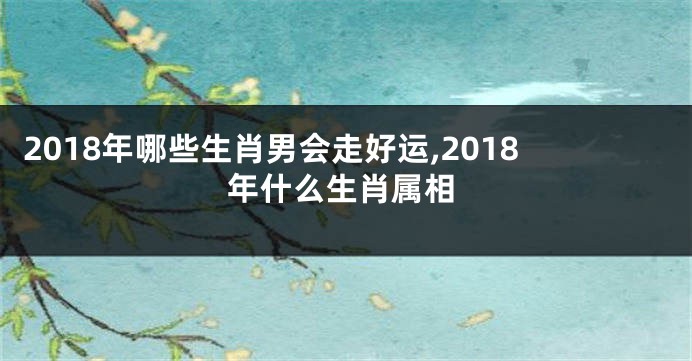 2018年哪些生肖男会走好运,2018年什么生肖属相