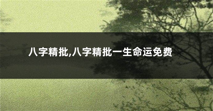 八字精批,八字精批一生命运免费