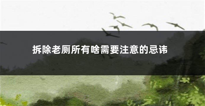 拆除老厕所有啥需要注意的忌讳