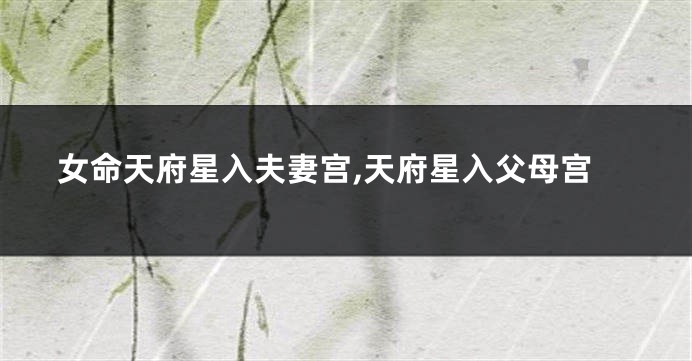 女命天府星入夫妻宫,天府星入父母宫