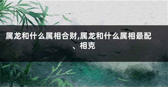 属龙和什么属相合财,属龙和什么属相最配、相克