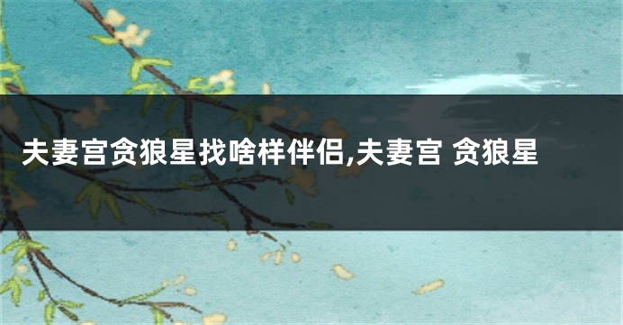 夫妻宫贪狼星找啥样伴侣,夫妻宫 贪狼星