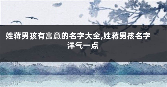 姓蒋男孩有寓意的名字大全,姓蒋男孩名字洋气一点