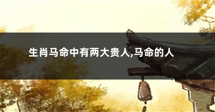 生肖马命中有两大贵人,马命的人