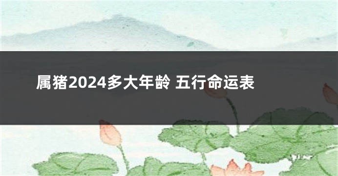 属猪2024多大年龄 五行命运表