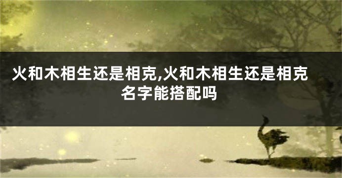 火和木相生还是相克,火和木相生还是相克名字能搭配吗