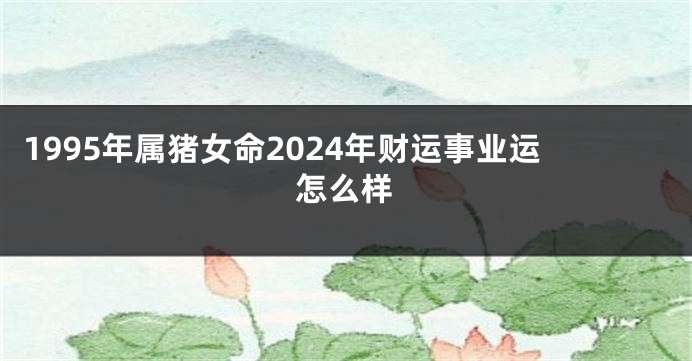 1995年属猪女命2024年财运事业运怎么样