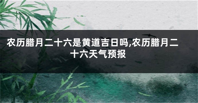 农历腊月二十六是黄道吉日吗,农历腊月二十六天气预报
