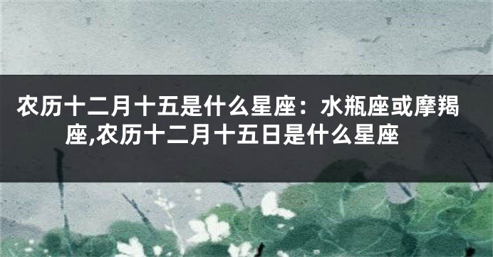 农历十二月十五是什么星座：水瓶座或摩羯座,农历十二月十五日是什么星座