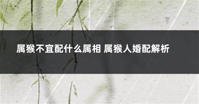 属猴不宜配什么属相 属猴人婚配解析