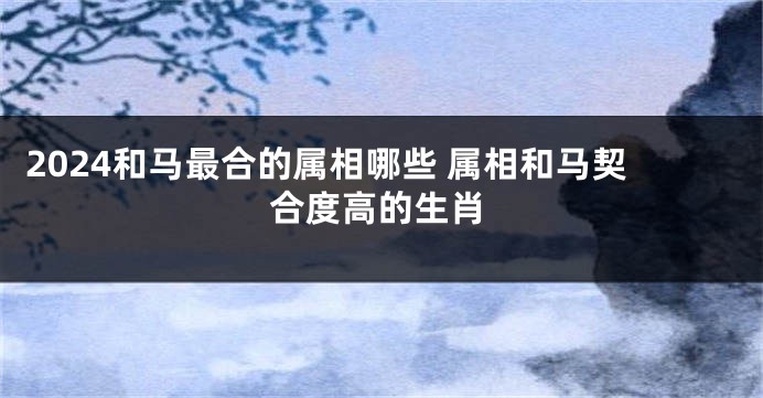 2024和马最合的属相哪些 属相和马契合度高的生肖