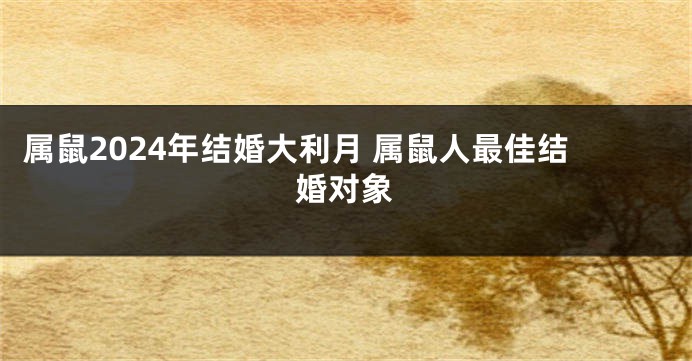 属鼠2024年结婚大利月 属鼠人最佳结婚对象