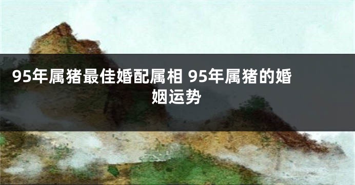 95年属猪最佳婚配属相 95年属猪的婚姻运势