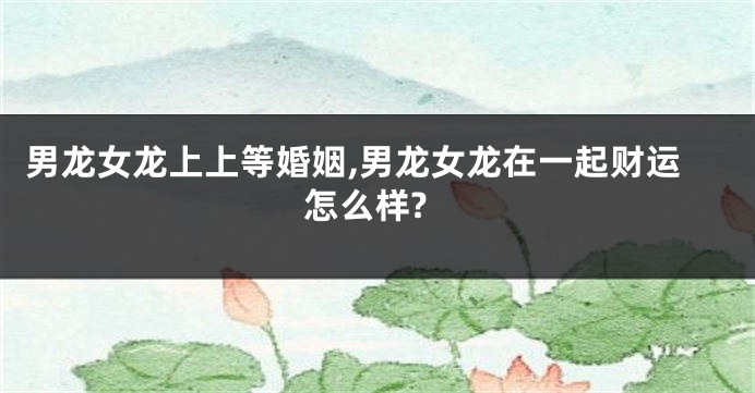 男龙女龙上上等婚姻,男龙女龙在一起财运怎么样?