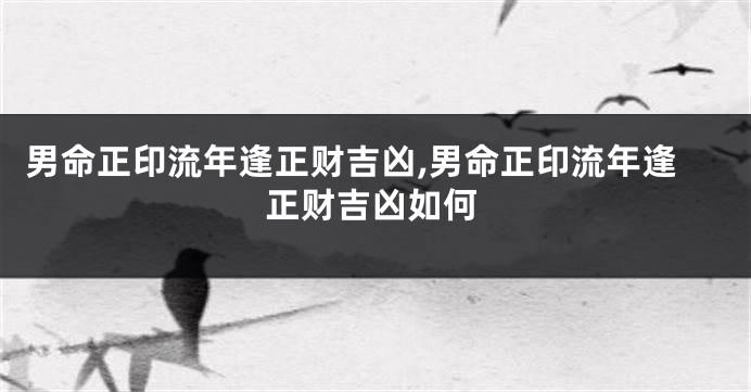 男命正印流年逢正财吉凶,男命正印流年逢正财吉凶如何