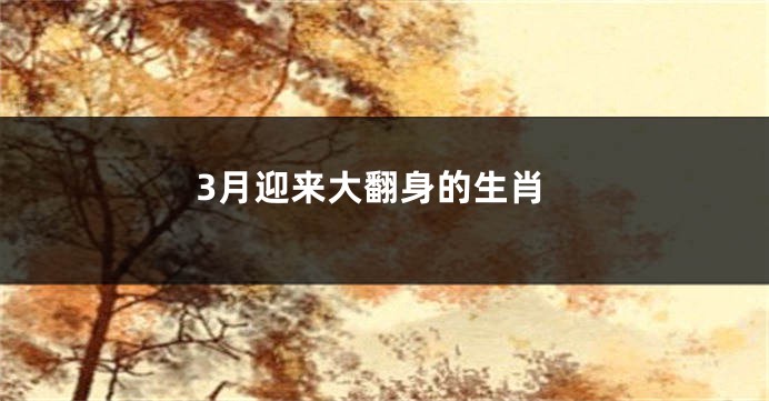 3月迎来大翻身的生肖