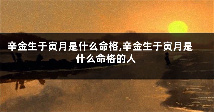 辛金生于寅月是什么命格,辛金生于寅月是什么命格的人