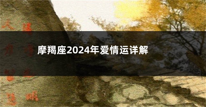 摩羯座2024年爱情运详解