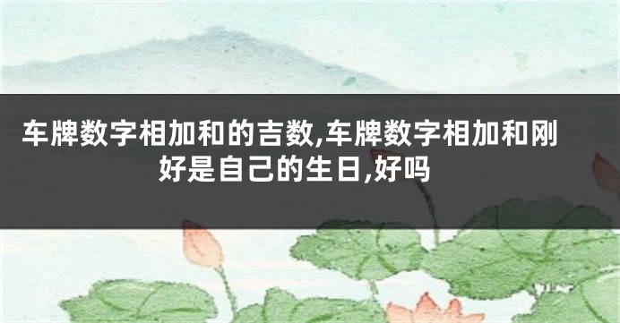 车牌数字相加和的吉数,车牌数字相加和刚好是自己的生日,好吗