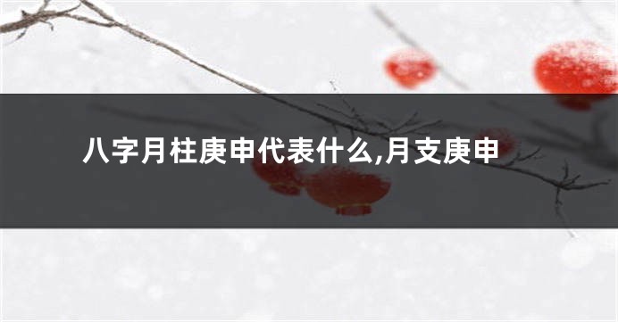 八字月柱庚申代表什么,月支庚申