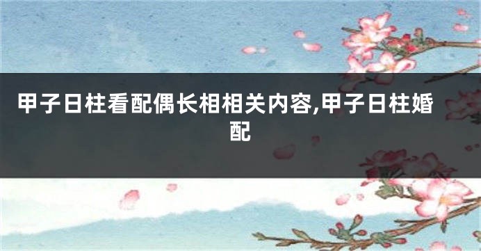 甲子日柱看配偶长相相关内容,甲子日柱婚配