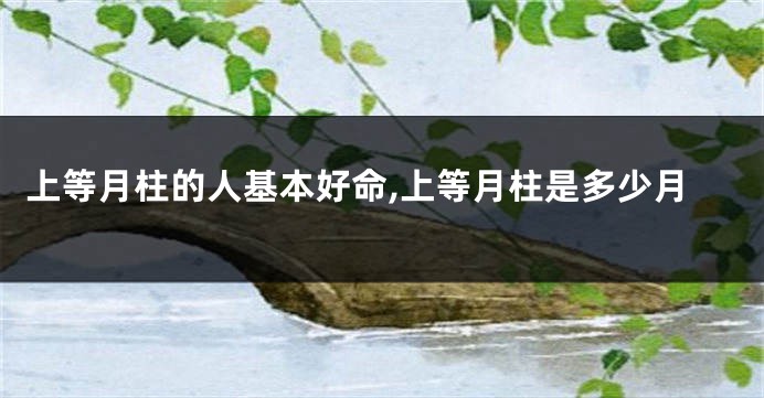 上等月柱的人基本好命,上等月柱是多少月