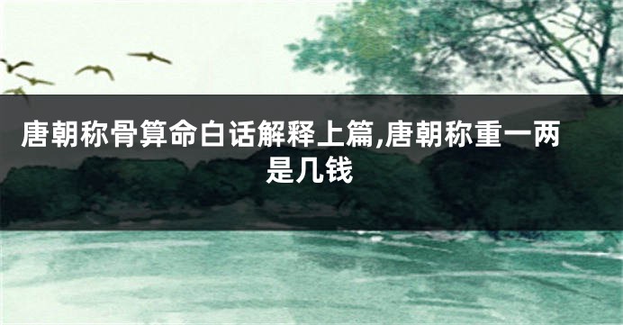 唐朝称骨算命白话解释上篇,唐朝称重一两是几钱