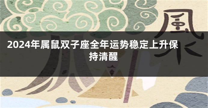 2024年属鼠双子座全年运势稳定上升保持清醒